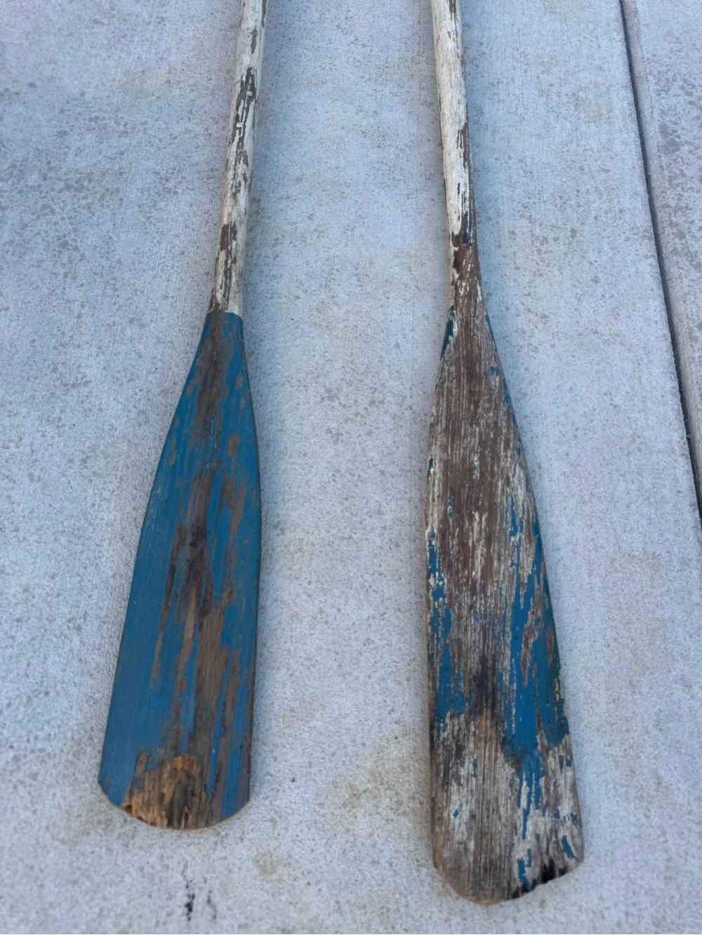 Vintage Wooden Boat Oars Original Paint And Metal Oar Locks Rare Find